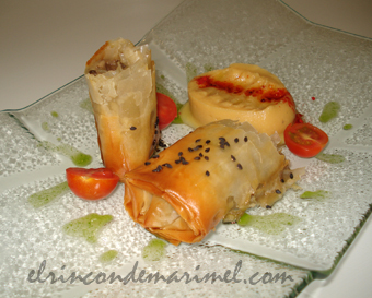 pastela vegetal con humus de lentejas