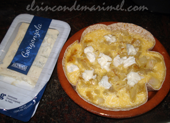 quiche de puerro, pera y Gorgonzola