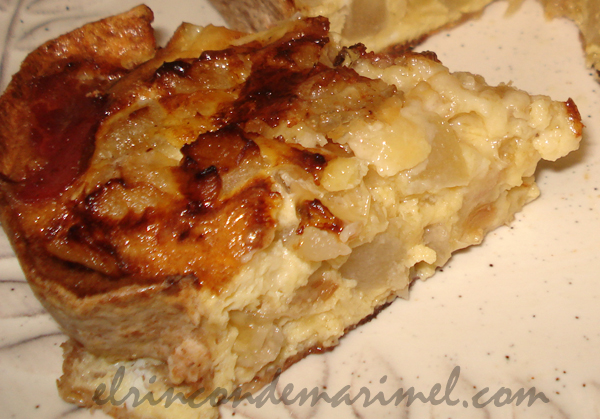 quiche de puerro, pera y Gorgonzola en air fryer