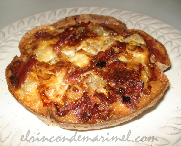quiche de puerro, pera y Gorgonzola en air fryer