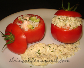 tomates rellenos de ensalada de arroz